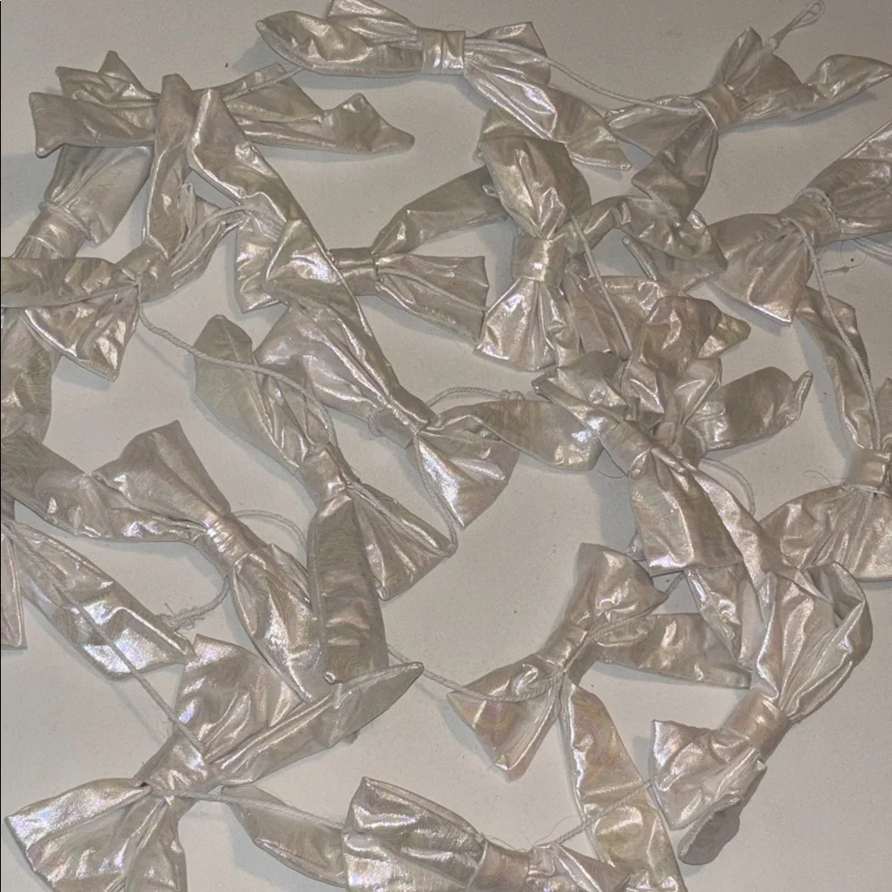 Iridescent Bow Garland Set of 2  White Pearly Garland Girlhoodcore Bow Garland
